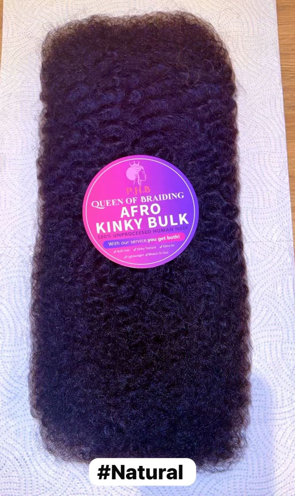 PHB | QVR Afro Kinky Bulk Premium 100% Brazilian & Peruvian Human Hair for Braiding - Image 2