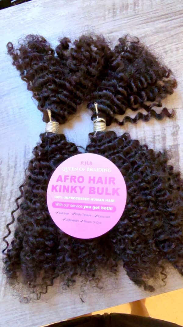 PHB Afro Kinky Curly Bulk 4B/4C Brazilian Remy Human Hair - Image 17