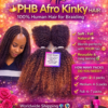 PHB Afro Kinky Curly Bulk 4B/4C Brazilian Remy 100% Human Hair