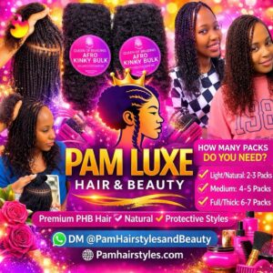 PHB | QVR Afro Kinky Bulk Premium 100% Brazilian & Peruvian Human Hair for Braiding
